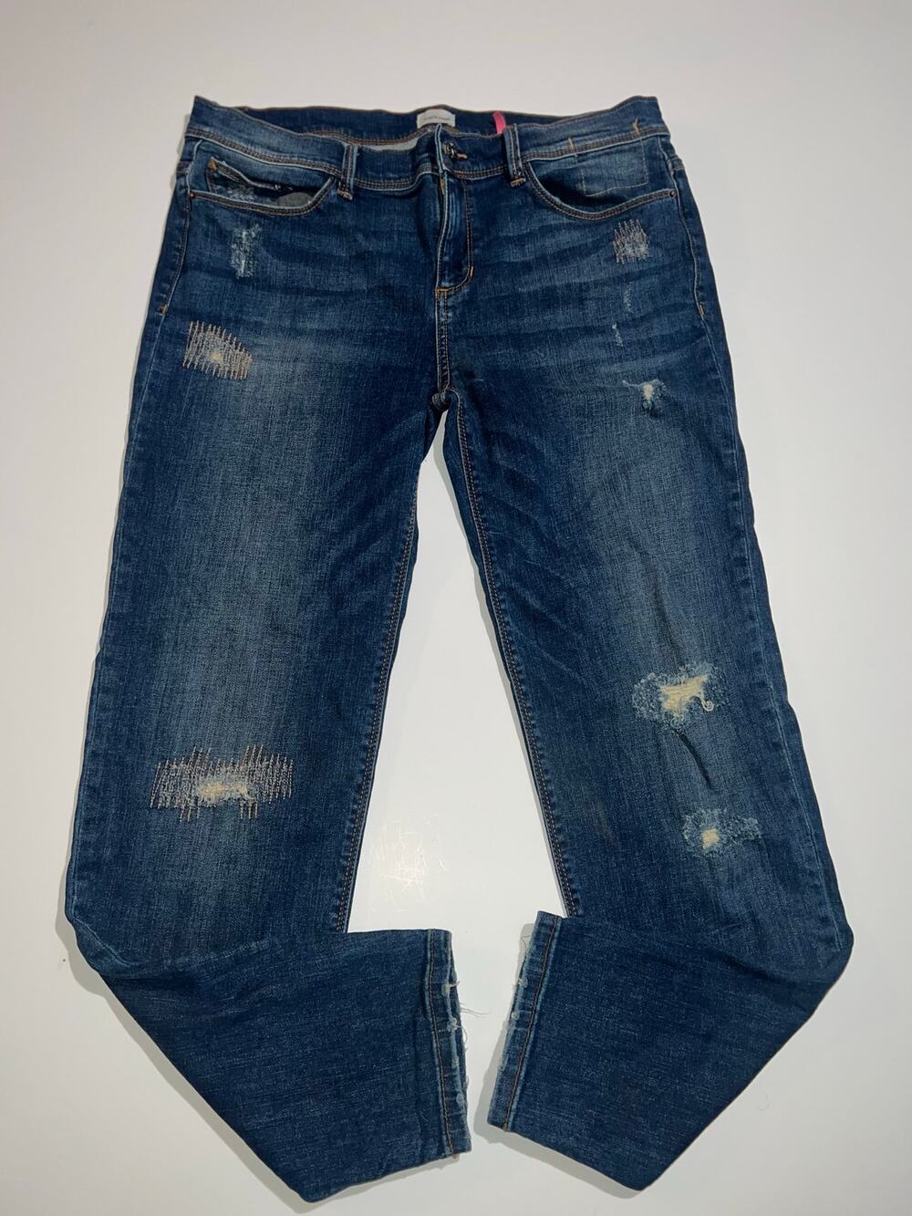 Sneak peek women’s boyfriend distressed blue jeans